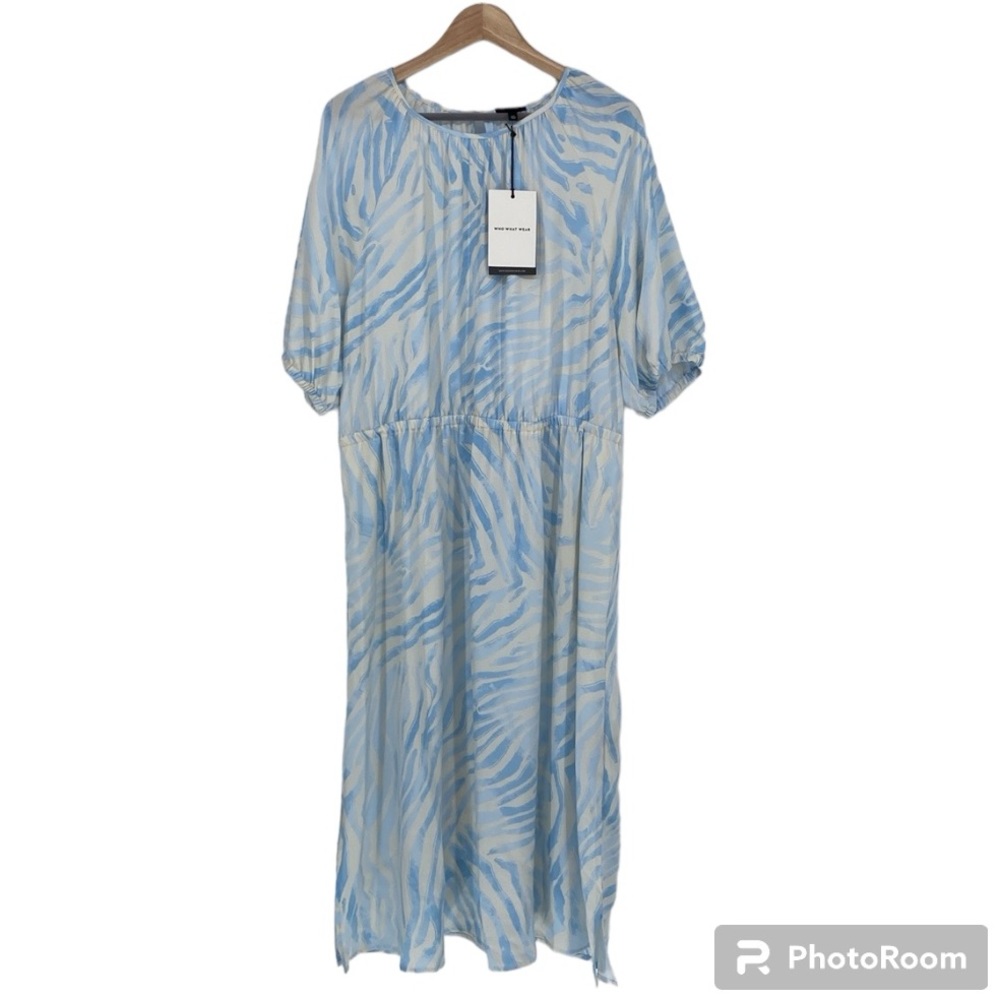 Who What Wear Blue and White Midi Dress